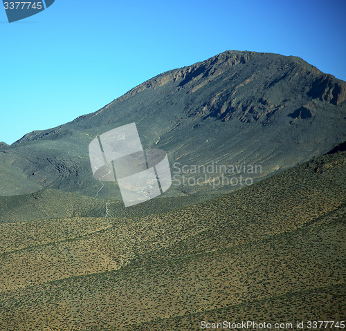 Image of valley in   africa morocco the atlas dry mountain ground isolate