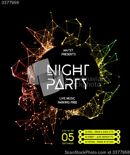 Image of Night Disco Party Poster Background