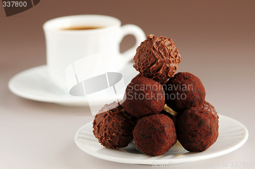 Image of Chocolate truffles and coffee