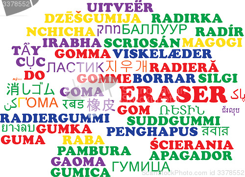 Image of Eraser multilanguage wordcloud background concept