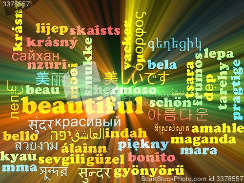 Image of Beautiful multilanguage wordcloud background concept glowing