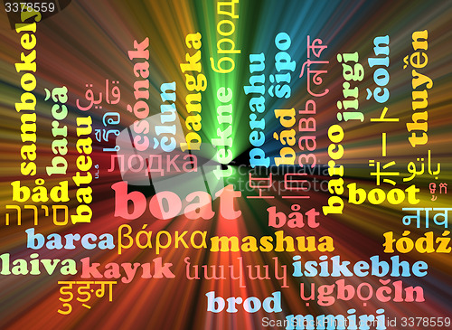 Image of Boat multilanguage wordcloud background concept glowing