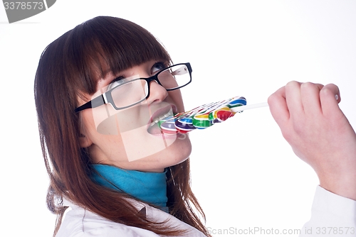 Image of Pretty girl with candy