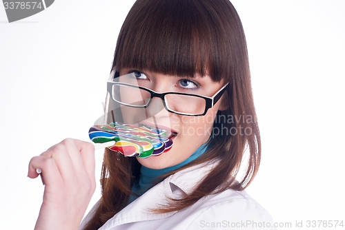 Image of Pretty girl with candy