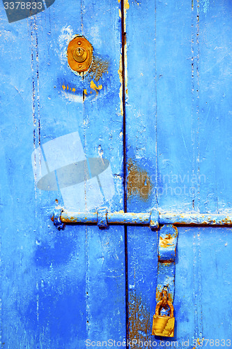 Image of morocco in africa the old wood    rusty safe padlock 