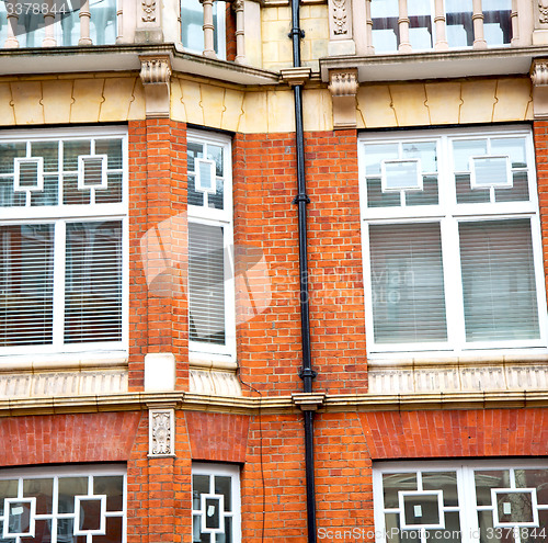 Image of window in europe london old red brick wall and      historical 