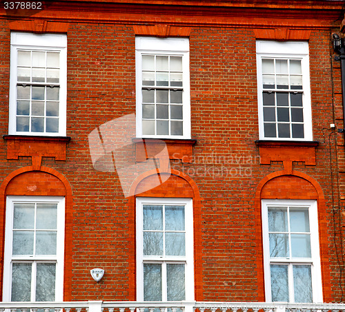 Image of in europe london old red brick wall and      historical window