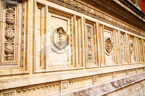 Image of england  historic   marble and statue in old city  