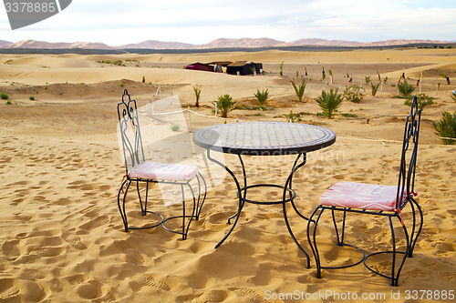 Image of   and seat in   morocco    africa yellow sand