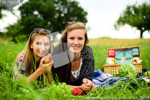 Image of Best friends having a picnic