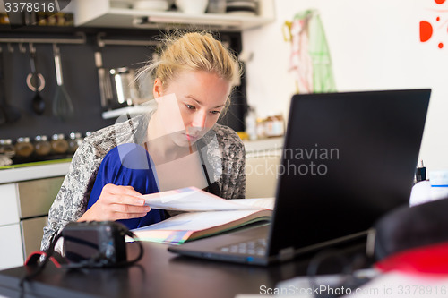 Image of Female freelancer working from home.