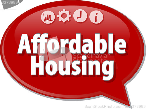 Image of Affordable housing Business term speech bubble illustration