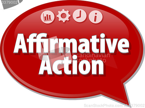 Image of Affirmative action Business term speech bubble illustration