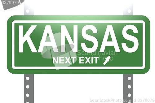 Image of Kansas green sign board isolated 