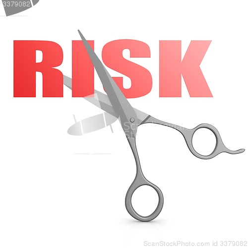 Image of Cut red risk word with scissor