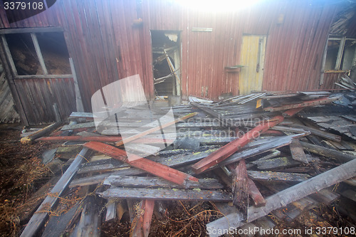 Image of destroyed house  porch and entrance ruins