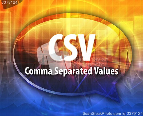 Image of CSV acronym definition speech bubble illustration