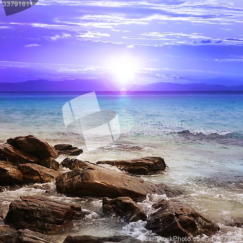 Image of beautiful sunset with rocks