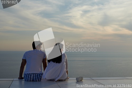 Image of happy young romantic couple have fun and  relax at home