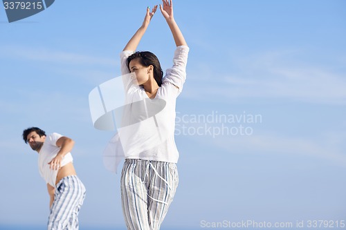 Image of happy young romantic couple have fun and  relax at home