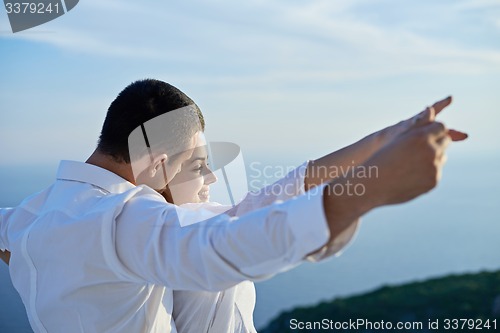 Image of happy young romantic couple have fun and  relax at home