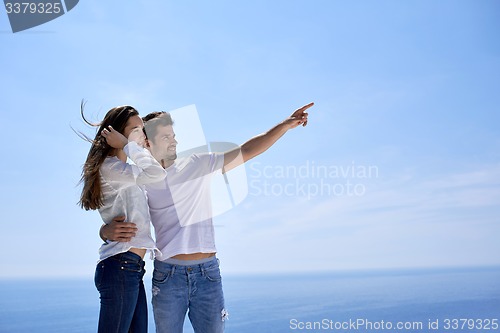 Image of happy young romantic couple have fun and  relax at home