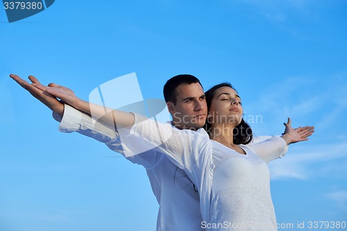 Image of happy young romantic couple have fun and  relax at home