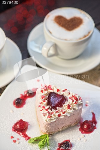 Image of heart-shaped valentine cake