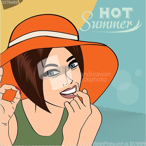 Image of Hot pop art girl on a beach