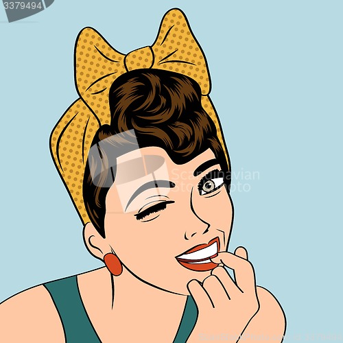 Image of cute retro woman in comics style