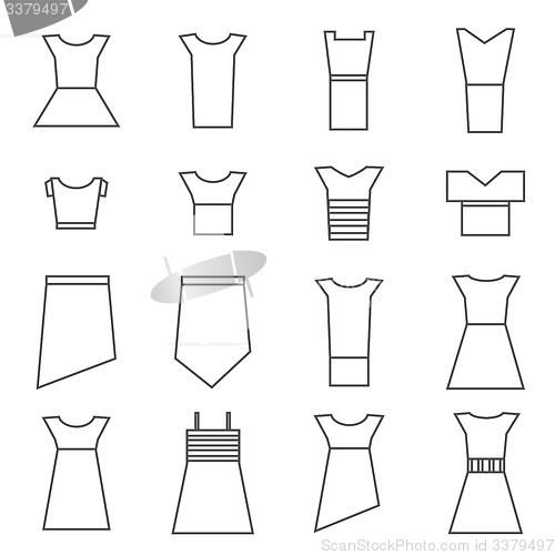 Image of Women clothing icons set