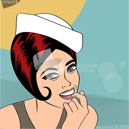 Image of Hot pop art girl on a beach