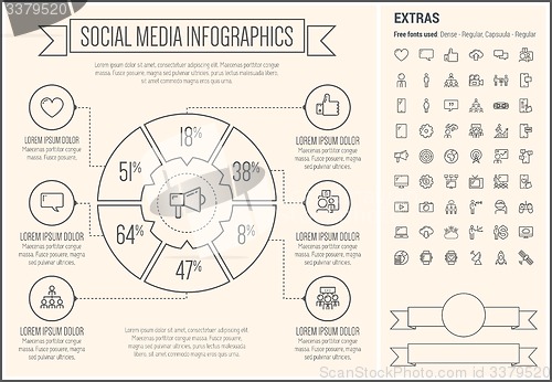 Image of Social Media Line Design Infographic Template