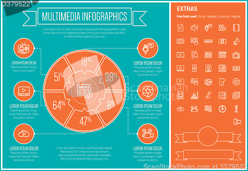 Image of Multimedia Line Design Infographic Template