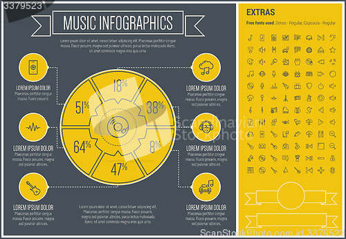 Image of Music Line Design Infographic Template