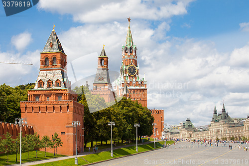 Image of Red Square, GUM and Kremlin towers, Moscow, Russia