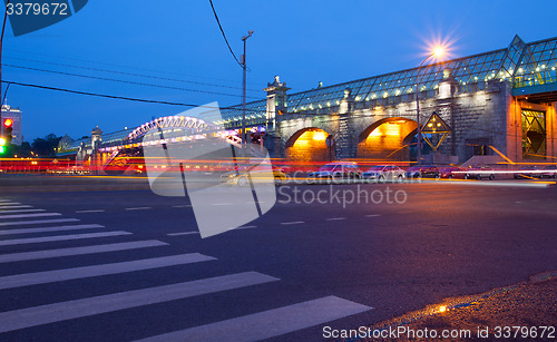 Image of night landscape with covered bridge Andreevsky