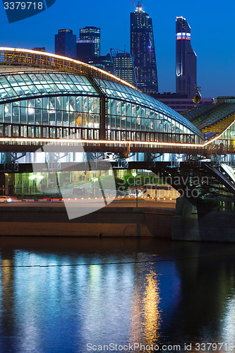 Image of night cityscape of Moscow city, Russia