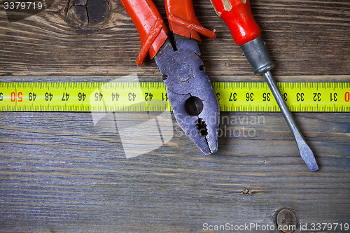 Image of vintage pliers and old screwdriver