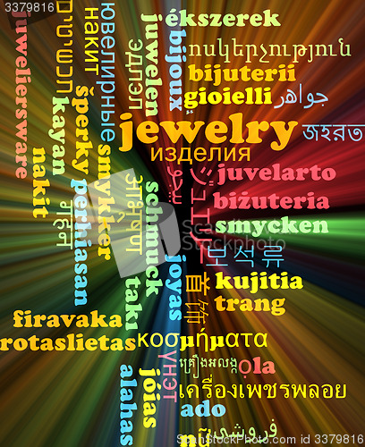 Image of Jewelry multilanguage wordcloud background concept glowing