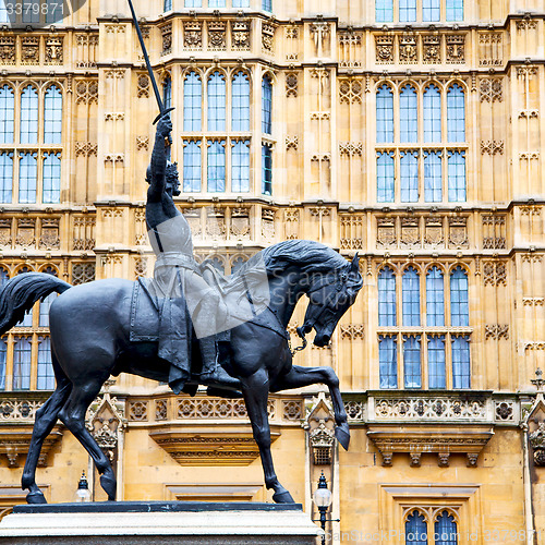 Image of england  historic   marble and statue in old city of london 