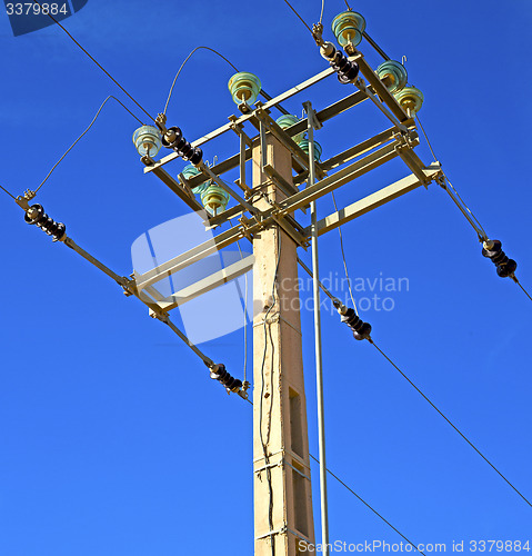 Image of   utility pole in africa morocco energy and distribution pylon