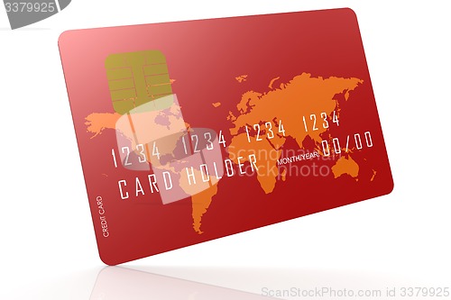 Image of Red credit card on reflection floor