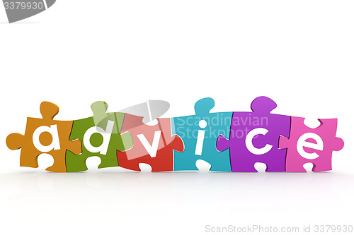 Image of Colorful puzzle with advice word