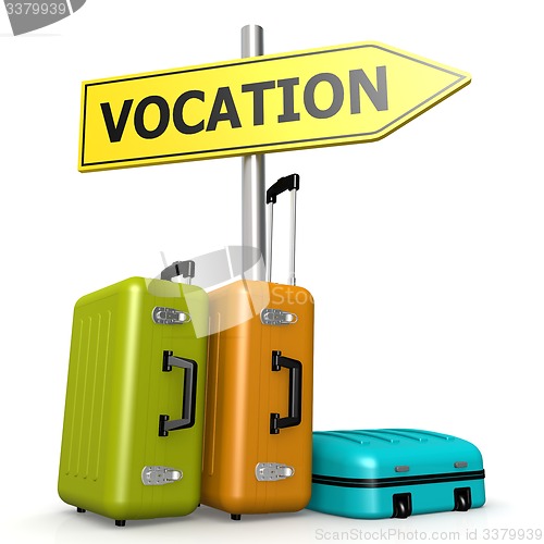 Image of Vocation road sign with luggages