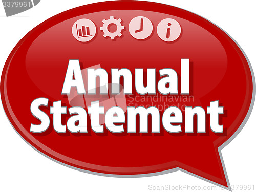 Image of Annual statement Business term speech bubble illustration