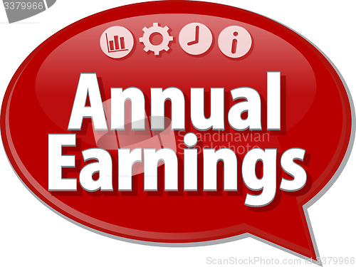 Image of Annual earnings Business term speech bubble illustration