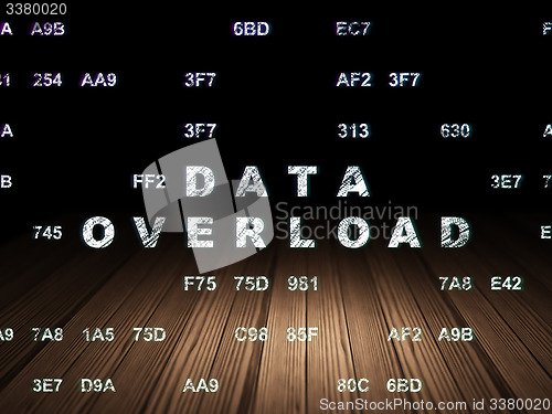 Image of Information concept: Data Overload in grunge dark room