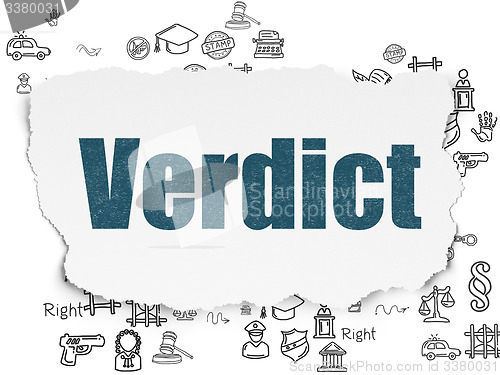 Image of Law concept: Verdict on Torn Paper background