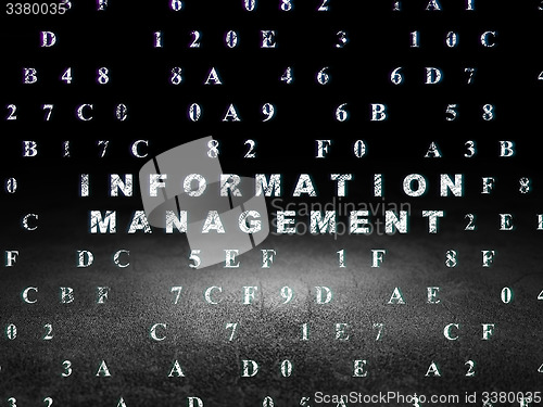 Image of Information concept: Information Management in grunge dark room
